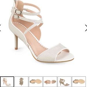 White Sparkly Strappy Heels- Journey Collection